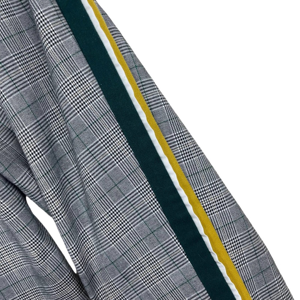 Zara Cigarette Pants Trouser Plaid Side Stripe Gray Green Yellow XS - Picture 7 of 10